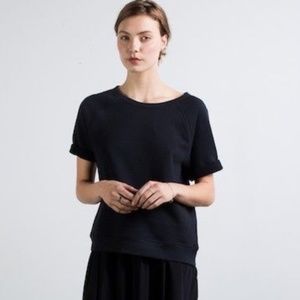 Everlane Raglan Short Sleeve Black Sweatshirt